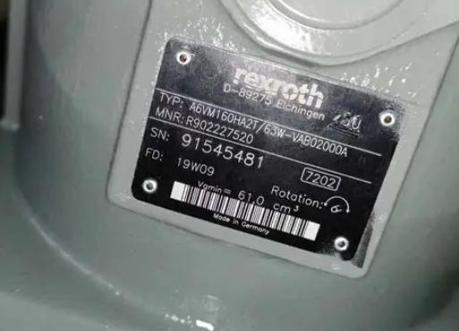 Rexroth Axial Piston Variable Motor R902227520 A6VM160HA2T/63W-VAB02000A Bent-Axis Design, Variable Version ISO, HA - Automatic Control, High-Pressure Related